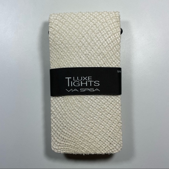 NWT Via Spiga cream fishnet luxe tights size S/M - Picture 1 of 4